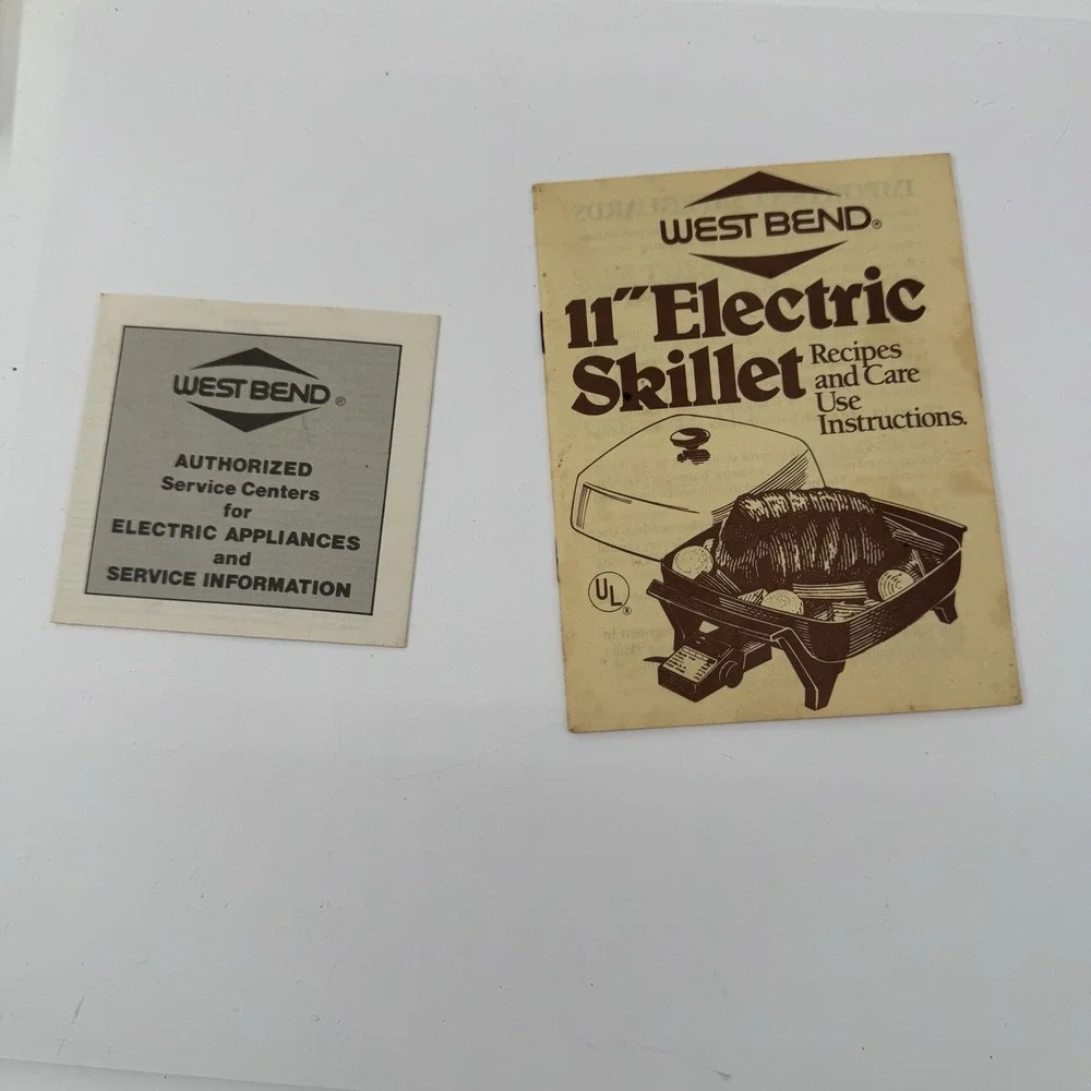 Vintage West Bend‎ 11 Electric Skillet Manual Recipes 1984 USA